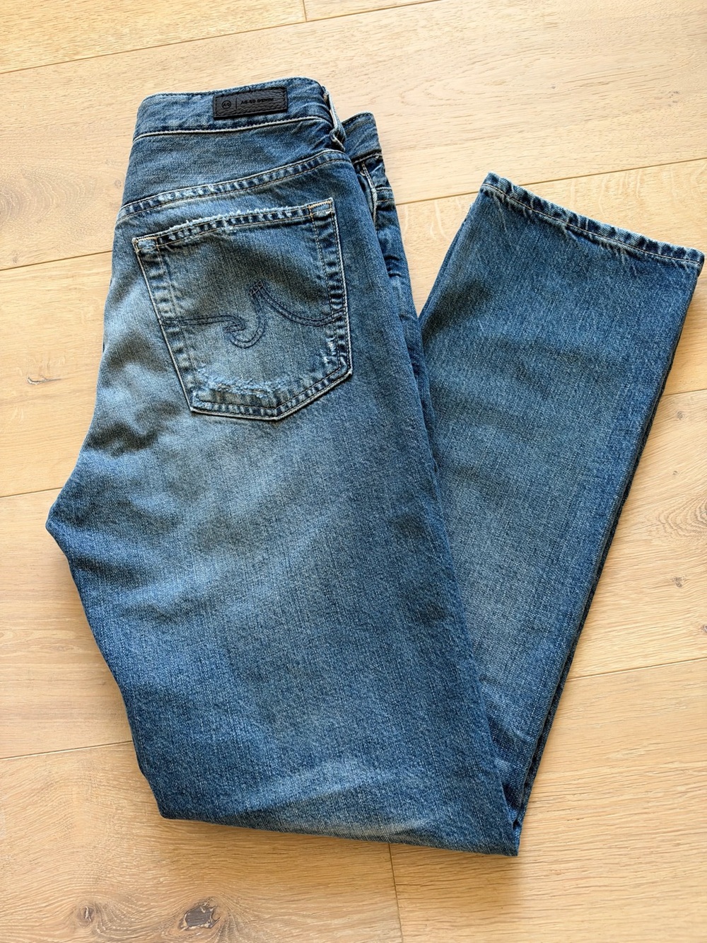 Ag Adriano Goldschmied Men's Straight Leg Denim Jeans - Medium Blue